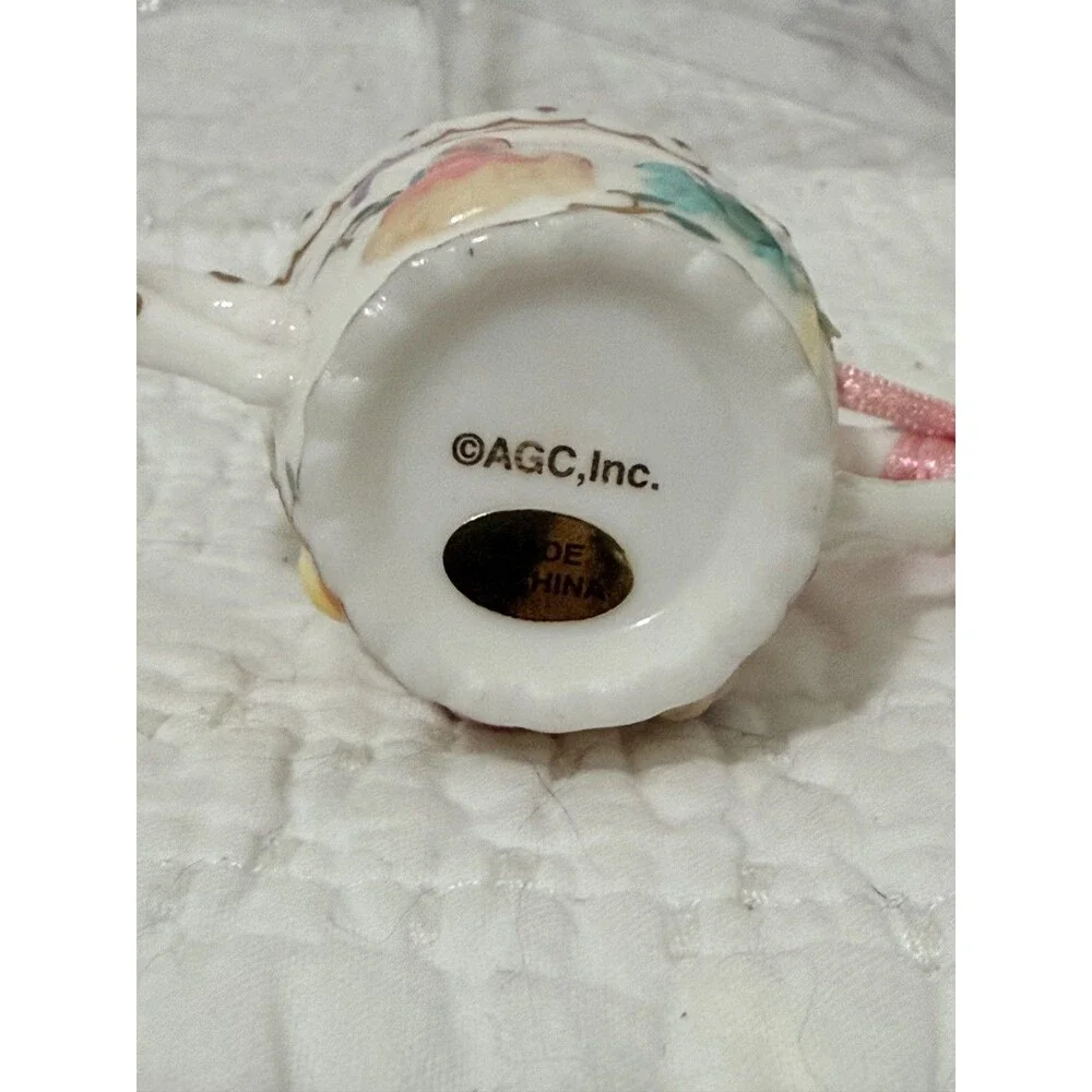 Rare Carlton Cards AG Baby Girls First Christmas 2003 Tea Cup Ornament